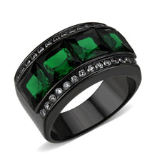 Load image into Gallery viewer, TK3747 IP Black Stainless Steel Ring with Synthetic in Emerald