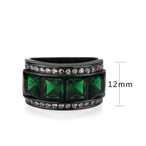 TK3747 IP Black Stainless Steel Ring with Synthetic in Emerald