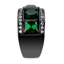 Load image into Gallery viewer, TK3747 IP Black Stainless Steel Ring with Synthetic in Emerald