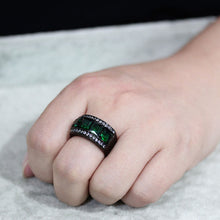 Load image into Gallery viewer, TK3747 IP Black Stainless Steel Ring with Synthetic in Emerald