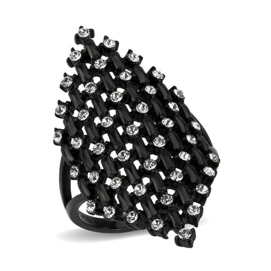 TK3750 IP Black Stainless Steel Ring with Top Grade Crystal in Clear