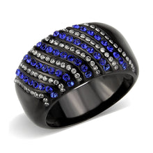 Load image into Gallery viewer, TK3751 IP Black  Stainless Steel Ring with AAA Grade CZ in Blue