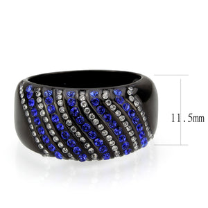 TK3751 IP Black  Stainless Steel Ring with AAA Grade CZ in Blue