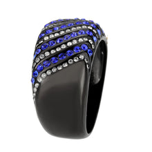 Load image into Gallery viewer, TK3751 IP Black  Stainless Steel Ring with AAA Grade CZ in Blue