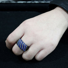 Load image into Gallery viewer, TK3751 IP Black  Stainless Steel Ring with AAA Grade CZ in Blue