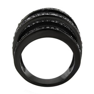 TK3752 IP Black Stainless Steel Ring with AAA Grade CZ in Clear