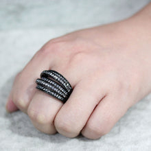 Load image into Gallery viewer, TK3752 IP Black Stainless Steel Ring with AAA Grade CZ in Clear