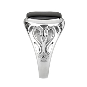 TK3753 High polished Stainless Steel Ring with Epoxy in Jet