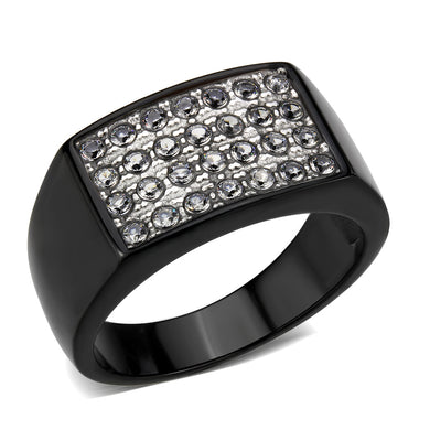 TK3754 IP Black Stainless Steel Ring with AAA Grade CZ in Clear