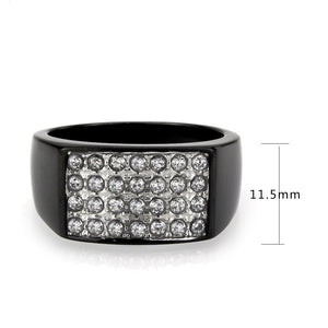 TK3754 IP Black Stainless Steel Ring with AAA Grade CZ in Clear