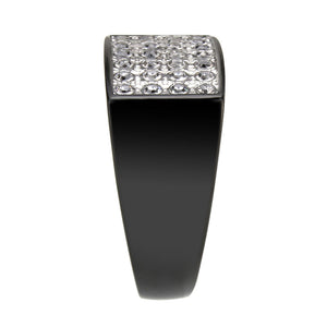 TK3754 IP Black Stainless Steel Ring with AAA Grade CZ in Clear