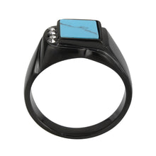 Load image into Gallery viewer, TK3755 IP Black Stainless Steel Ring with Synthetic in Sea Blue