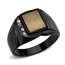 Load image into Gallery viewer, TK3756 IP Black Stainless Steel Ring with Synthetic in Topaz