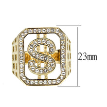 Load image into Gallery viewer, TK3757 - IP Gold(Ion Plating) Stainless Steel Ring with Top Grade Crystal in Clear