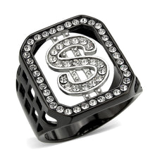 Load image into Gallery viewer, TK3758 - Two Tone IP Black (Ion Plating) Stainless Steel Ring with Top Grade Crystal in Clear