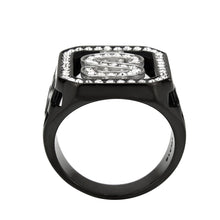 Load image into Gallery viewer, TK3758 - Two Tone IP Black (Ion Plating) Stainless Steel Ring with Top Grade Crystal in Clear