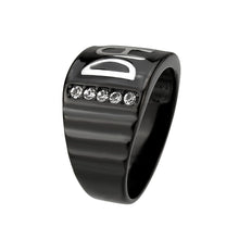 Load image into Gallery viewer, TK3759 - Two Tone IP Black (Ion Plating) Stainless Steel Ring with Top Grade Crystal in Clear