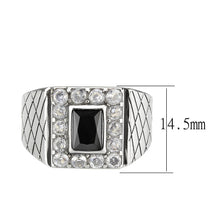 Load image into Gallery viewer, TK3761 - High polished (no plating) Stainless Steel Ring with AAA Grade CZ in Jet