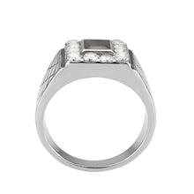 Load image into Gallery viewer, TK3761 - High polished (no plating) Stainless Steel Ring with AAA Grade CZ in Jet