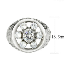 Load image into Gallery viewer, TK3762 - High polished (no plating) Stainless Steel Ring with AAA Grade CZ in Clear