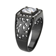 Load image into Gallery viewer, TK3763 - IP Black (Ion Plating) Stainless Steel Ring with AAA Grade CZ in Clear