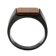 Load image into Gallery viewer, TK3766 - IP Black (Ion Plating) Stainless Steel Ring with Semi-Precious in Topaz