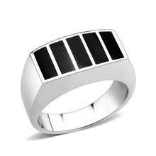 Load image into Gallery viewer, TK3767 - High polished (no plating) Stainless Steel Ring with Epoxy in Jet