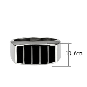 TK3767 - High polished (no plating) Stainless Steel Ring with Epoxy in Jet