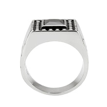 Load image into Gallery viewer, TK3769 - High polished (no plating) Stainless Steel Ring with AAA Grade CZ in Jet