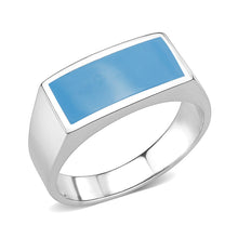 Load image into Gallery viewer, TK3770 - High polished (no plating) Stainless Steel Ring with Epoxy in SeaBlue