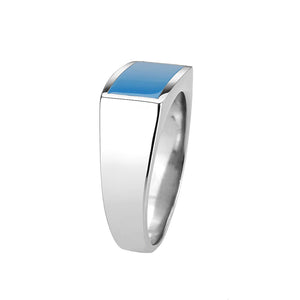 TK3770 - High polished (no plating) Stainless Steel Ring with Epoxy in SeaBlue