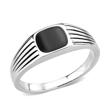 Load image into Gallery viewer, TK3772 - High polished (no plating) Stainless Steel Ring with Epoxy in Jet