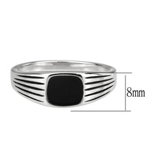 Load image into Gallery viewer, TK3772 - High polished (no plating) Stainless Steel Ring with Epoxy in Jet