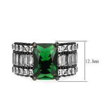 Load image into Gallery viewer, TK3774 - IP Black (Ion Plating) Stainless Steel Ring with Synthetic in Emerald