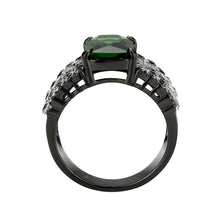 Load image into Gallery viewer, TK3774 - IP Black (Ion Plating) Stainless Steel Ring with Synthetic in Emerald