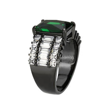 Load image into Gallery viewer, TK3774 - IP Black (Ion Plating) Stainless Steel Ring with Synthetic in Emerald