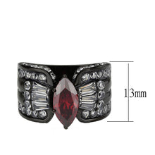 Load image into Gallery viewer, TK3776 - IP Black (Ion Plating) Stainless Steel Ring with AAA Grade CZ in Garnet