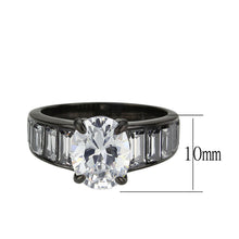 Load image into Gallery viewer, TK3778 - IP Black (Ion Plating) Stainless Steel Ring with AAA Grade CZ in Clear