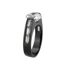 Load image into Gallery viewer, TK3781 - IP Black (Ion Plating) Stainless Steel Ring with AAA Grade CZ in Clear