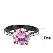 Load image into Gallery viewer, TK3782 - IP Black (Ion Plating) Stainless Steel Ring with AAA Grade CZ in Rose