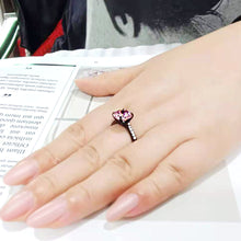 Load image into Gallery viewer, TK3782 - IP Black (Ion Plating) Stainless Steel Ring with AAA Grade CZ in Rose