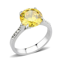 Load image into Gallery viewer, TK3783 - High polished (no plating) Stainless Steel Ring with AAA Grade CZ in Topaz