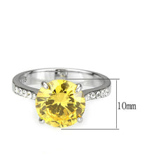 Load image into Gallery viewer, TK3783 - High polished (no plating) Stainless Steel Ring with AAA Grade CZ in Topaz