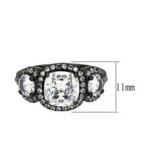 Load image into Gallery viewer, TK3784 - IP Black (Ion Plating) Stainless Steel Ring with AAA Grade CZ in Clear