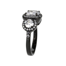 Load image into Gallery viewer, TK3784 - IP Black (Ion Plating) Stainless Steel Ring with AAA Grade CZ in Clear