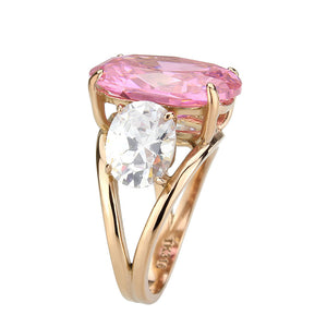 TK3789 - IP Rose Gold(Ion Plating) Stainless Steel Ring with AAA Grade CZ in Rose