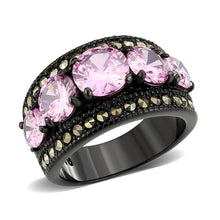 Load image into Gallery viewer, TK3792 - IP Black (Ion Plating) Stainless Steel Ring with AAA Grade CZ in Rose