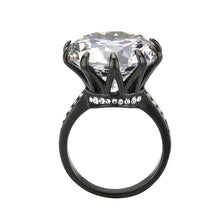 Load image into Gallery viewer, TK3793 - IP Black (Ion Plating) Stainless Steel Ring with AAA Grade CZ in Clear