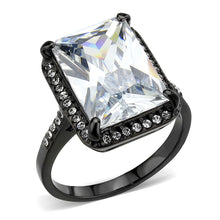 Load image into Gallery viewer, TK3794 - IP Black (Ion Plating) Stainless Steel Ring with AAA Grade CZ in Clear