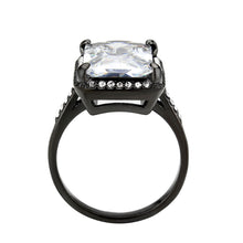 Load image into Gallery viewer, TK3794 - IP Black (Ion Plating) Stainless Steel Ring with AAA Grade CZ in Clear